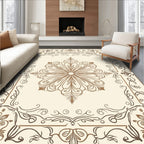 Elegant Floral Swirl Frame Design Rug