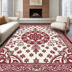 Ornate Red Floral Medallion Pattern Rug