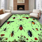 Vintage Insect Floral Botanical Chart Rug