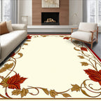 Autumn Leaf Vine Floral Border Rug
