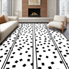 Scattered Black Square Pattern Liner Rug