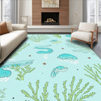 Aquatic Life pattern with Sea Plants Rug