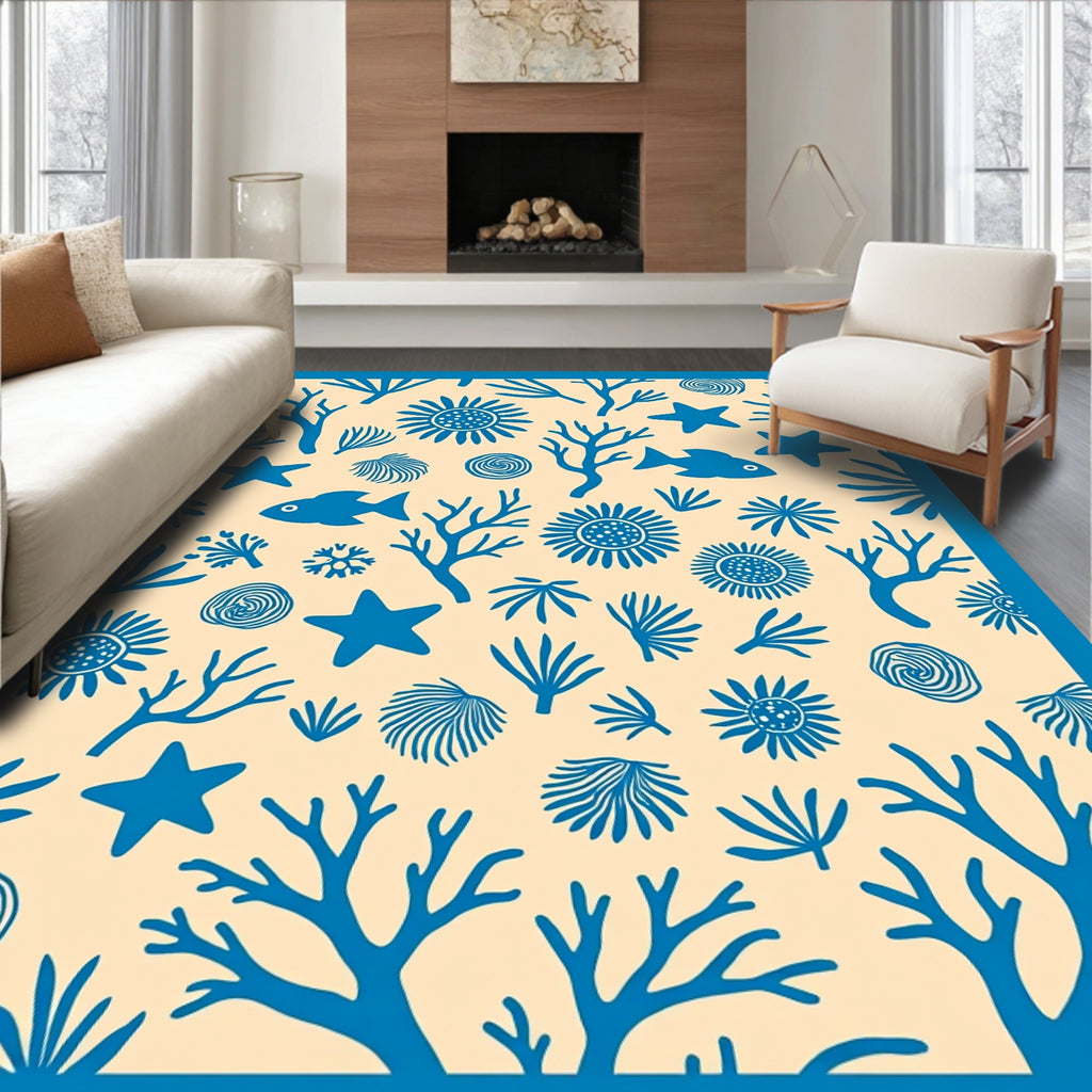 Ocean Life Coral Starfish Pattern Rug