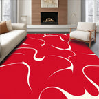 Organic Swirl Red And Cream Abstract Pattern Rug