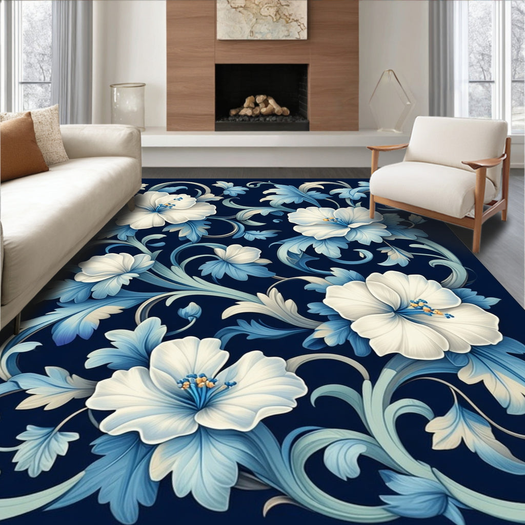 Classic Floral Vine Cobalt Rug