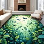 Enchanted Forest Butterflies and Leaves Rug