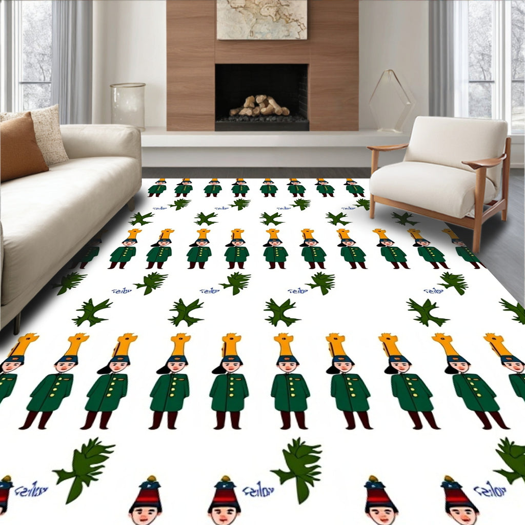 Soldiers and Green Leaves Repeating Pattern Rug