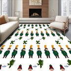 Soldiers and Green Leaves Repeating Pattern Rug