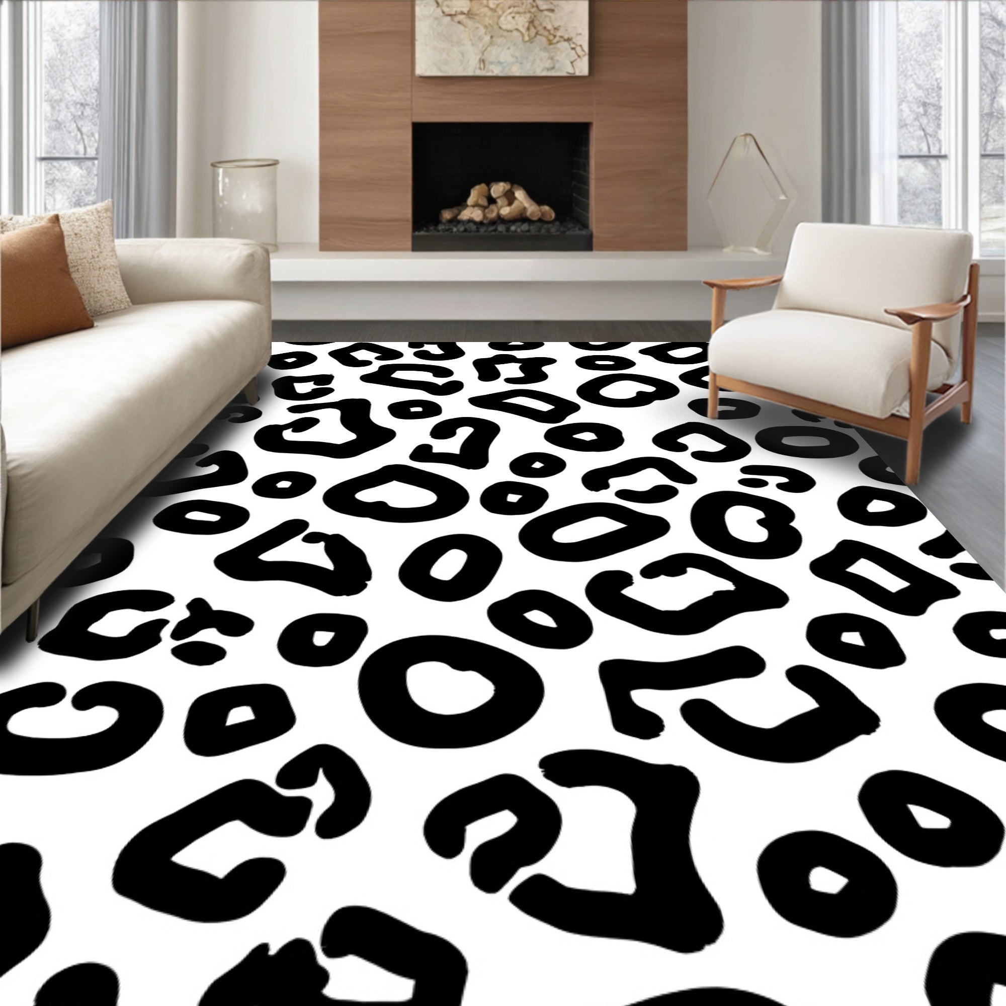 Bold Black Spots Pattern Rug