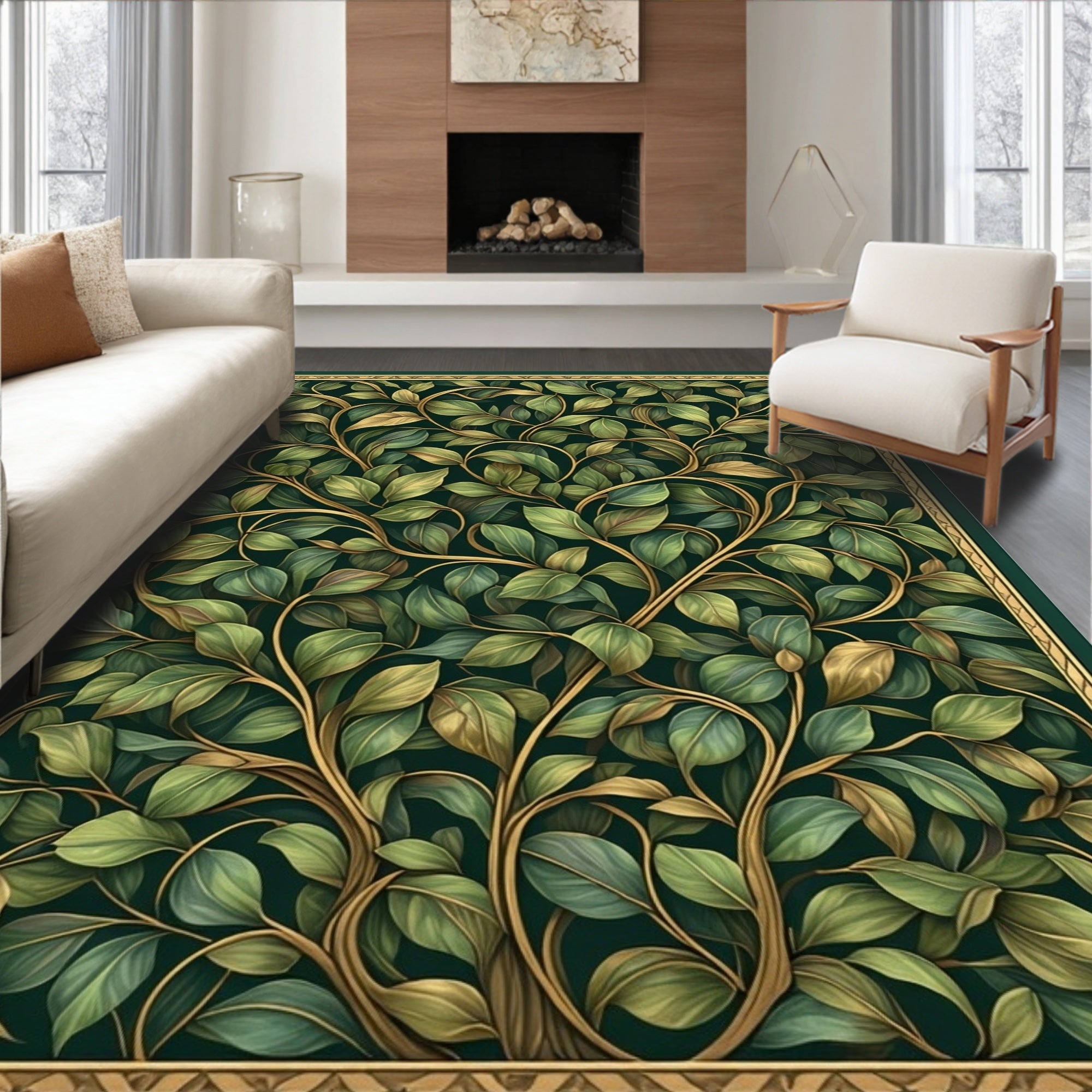 Art Nouveau Botanical Vines Pattern Rug