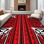 Bold Red Tribal Geometric Design Rug