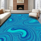 Abstract Swirls Teal Blue Ripples Rug