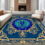 Elegant Peacock Feather Design Rug