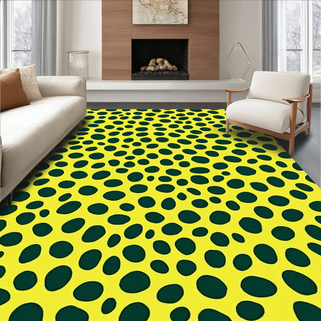 Yellow cheetah print scattered spots Rug