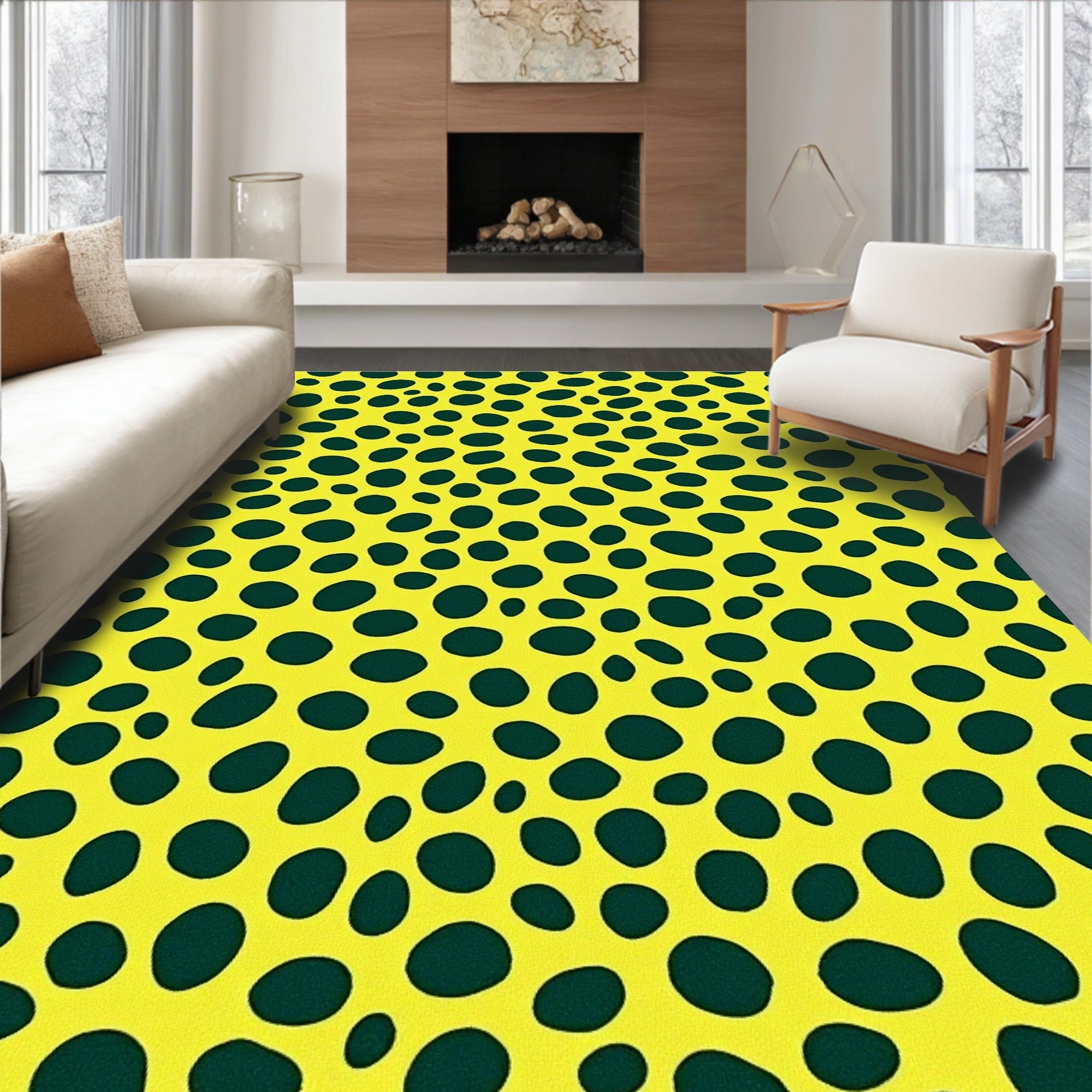 Yellow cheetah print scattered spots Rug