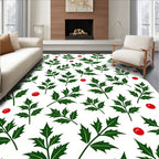 Green Holly Berries Christmas Rug