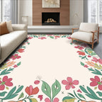 Whimsical Floral Border Design Rug