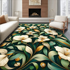 Elegant Floral Vines With Gold Accents Rug