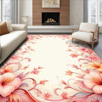 Soft Blush Floral Vine Patterned Rug