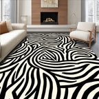 Abstract Swirly Black and White Pattern Rug