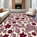 Burgundy Floral Vine Pattern Rug