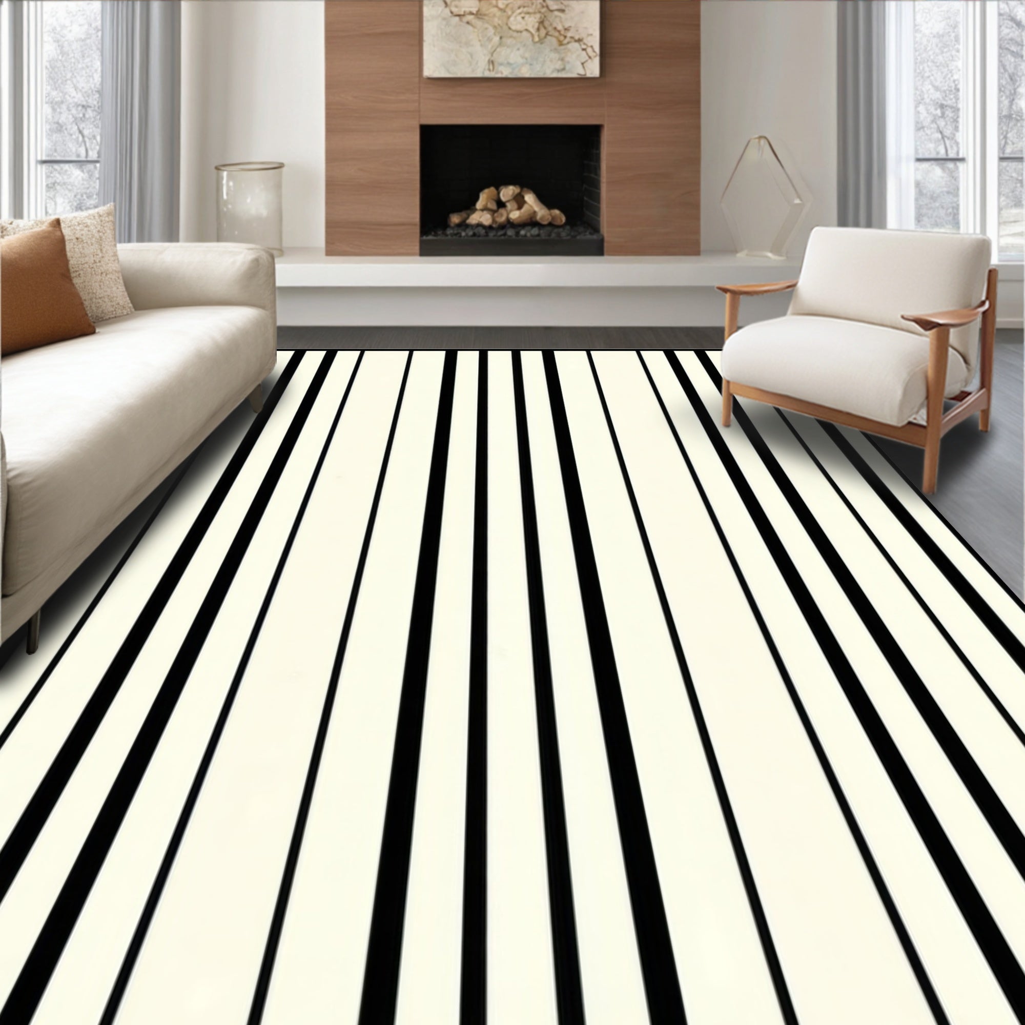 Bold Vertical Stripe Pattern Rug