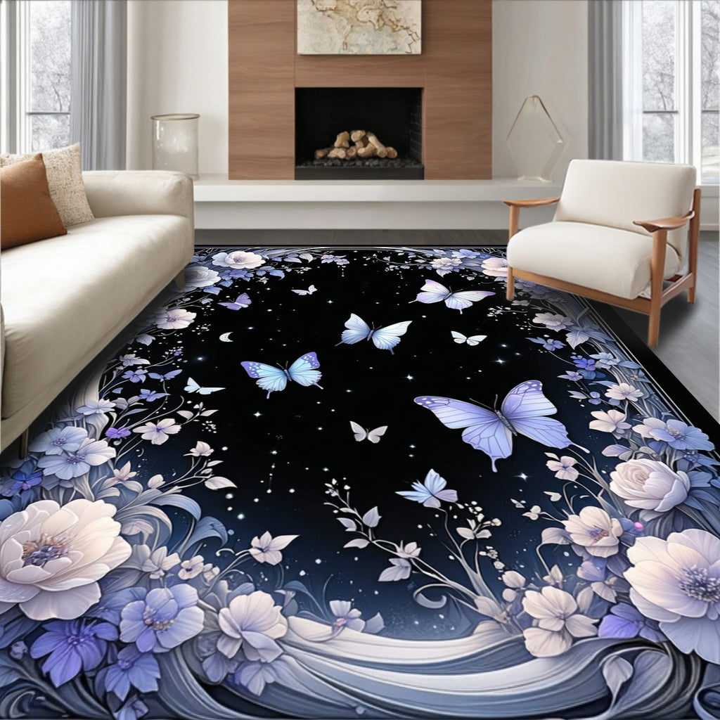 Ethereal Butterflies and Floral Fantasy Rug