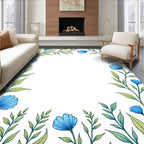 Blue Floral Vine Border Rug
