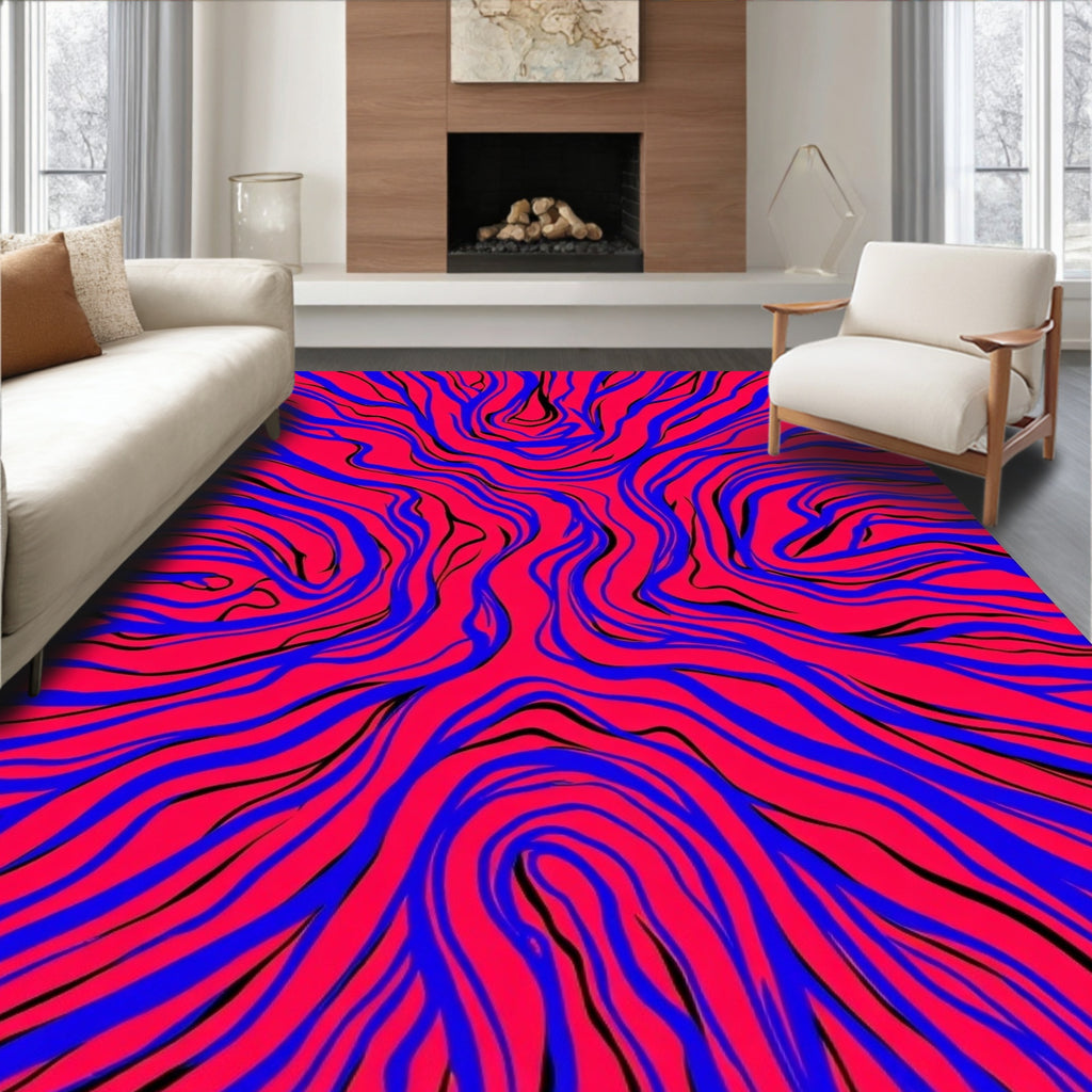 Bold Abstract Waves Graphic Rug