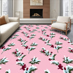 Pink Floral Berry Sprig Arrangement Rug