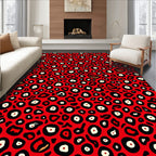 Bold Red Leopard Spot Pattern Rug