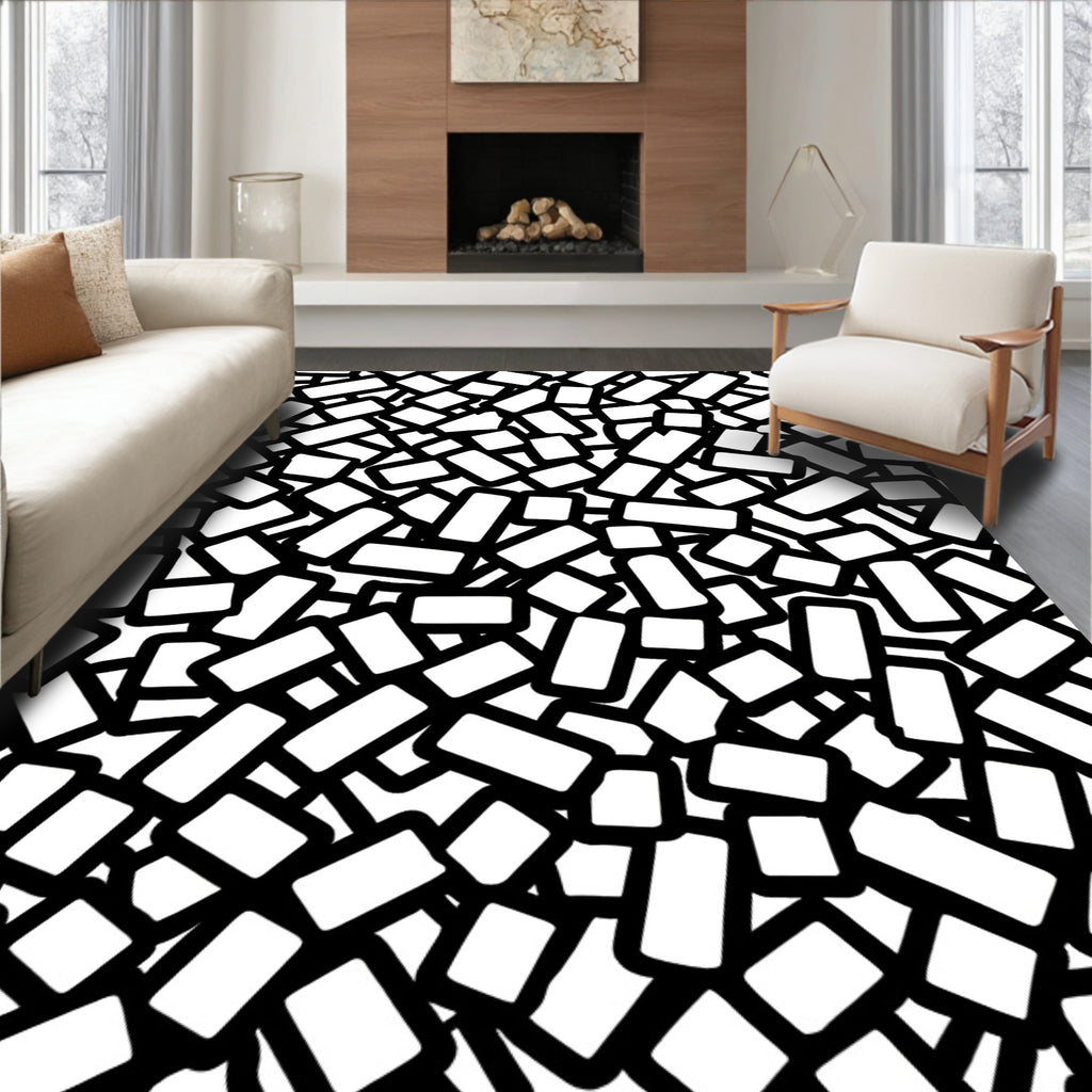 Abstract Rectangular Outline Graphic Design Rug
