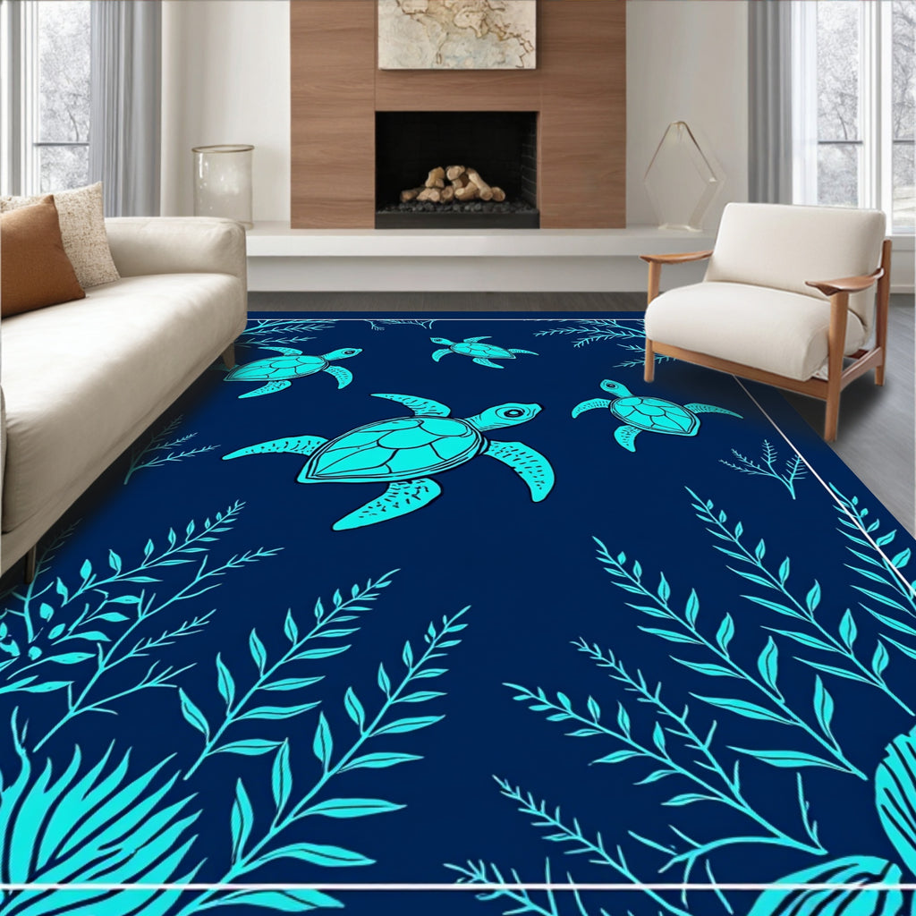 Oceanic Sea Turtle Aquatic Design Rug