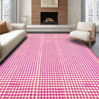 Pink White Dot Grid Pattern Rug