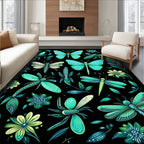 Whimsical Dragonfly Butterfly Pattern Rug