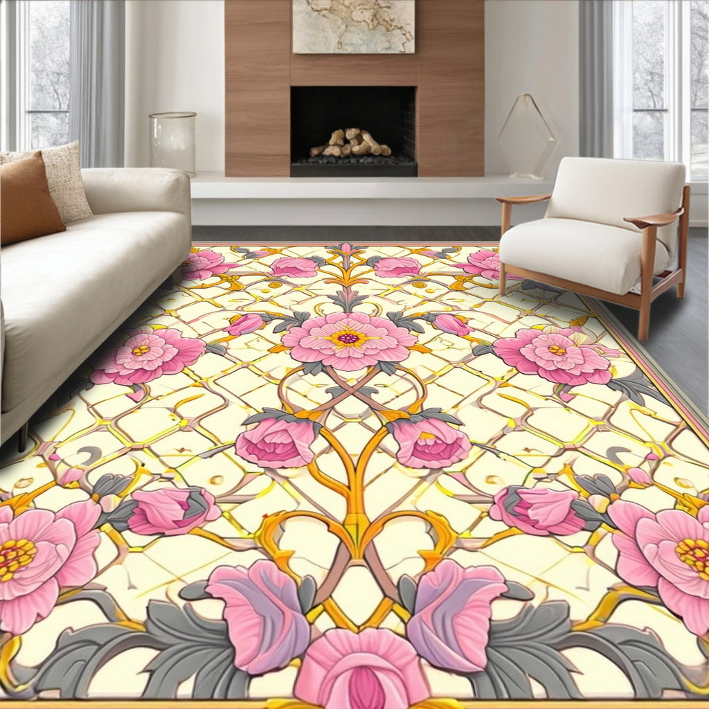 Victorian Floral Lattice Pattern Rug