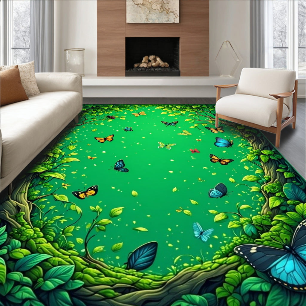 Enchanted Forest Butterfly Pattern Rug