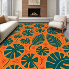 Tropical Leaf And Flower Pattern Rug