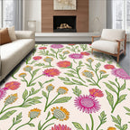 Pink Orange Floral Pattern Rug