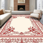 Classic Red Floral Border Design Rug