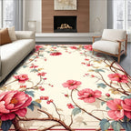 Vibrant Pink Floral Vine Design Rug