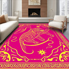 Bold Pink Yellow Tiger Pattern Rug