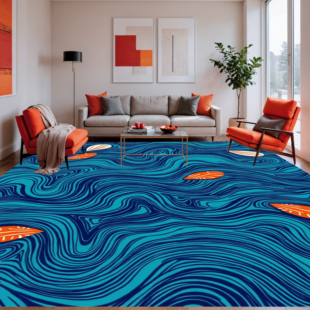 Flowing Leaf Abstract Pattern Rug
