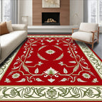 Classic Floral Borders Red Design Rug