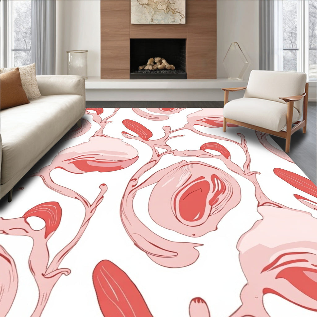 Organic Coral Swirl Abstract Pattern Rug