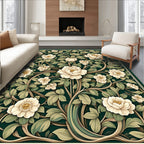 Art Nouveau White Floral Pattern Rug