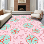 Delicate Aqua Floral Swirl Pattern Rug