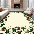 Holly Berry Vine Border Design Rug