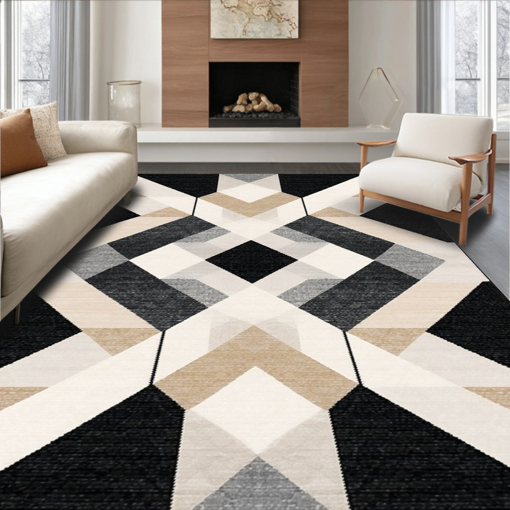 Modern Geometric Diamond Pattern Rug