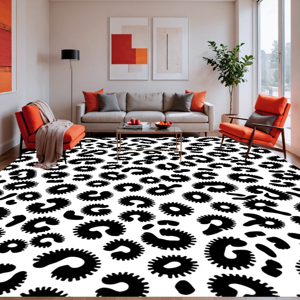 Bold Black Spots Pattern Rug